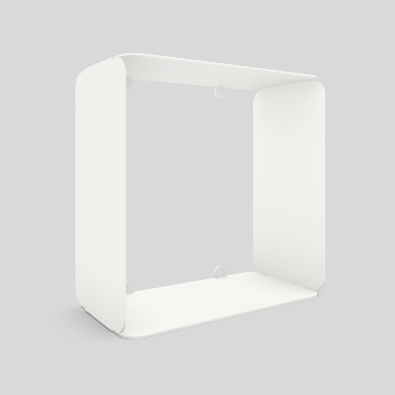 Cube-étagère en acier, blanc