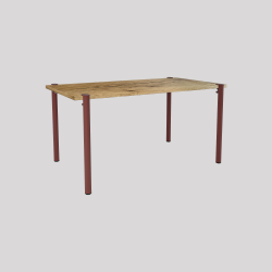 Table à manger rectangulaire décor chêne clair coloris red brown métallisé Andromède