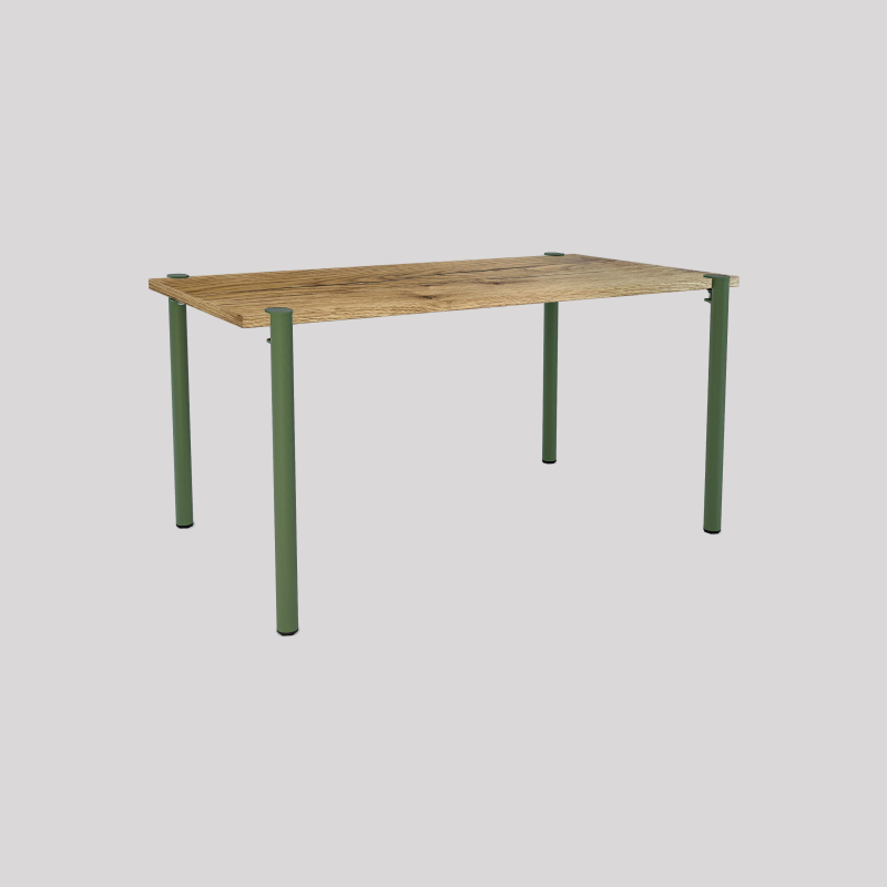 Table à manger rectangulaire décor chêne clair coloris vert Andromède
