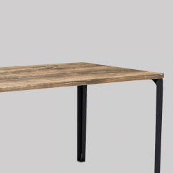 Plateau décor chêne vieilli pour table à manger rectangulaire, pieds acier coloris carbone