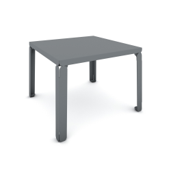 Table basse en acier Cristal de forme carrée, coloris gris métallisé