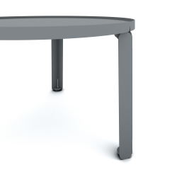Détail de la table basse en acier Jade de forme ronde, coloris gris