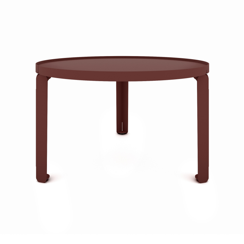 Table basse en acier Jade de forme ronde, coloris red brown métallisé