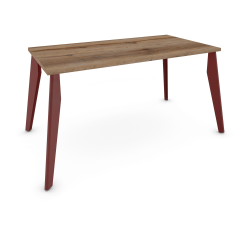 Table à manger rectangulaire décor chêne vieilli coloris red brown métallisé Aries