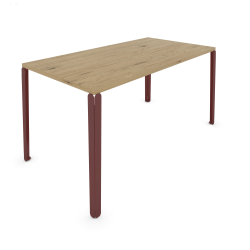 Table à manger rectangulaire décor chêne clair coloris red brown métallisé Centaure