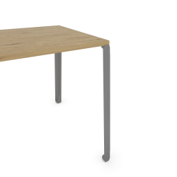 Plateau décor chêne clair pour table à manger rectangulaire, pieds acier coloris gris métallisé