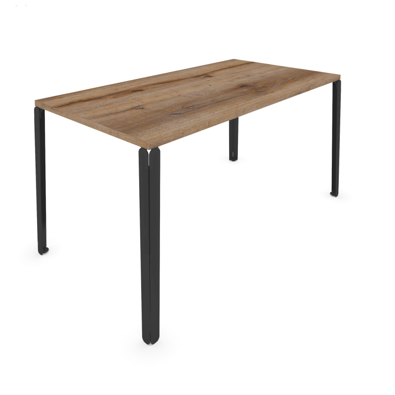 Table à manger rectangulaire décor chêne vieilli coloris noir Draco