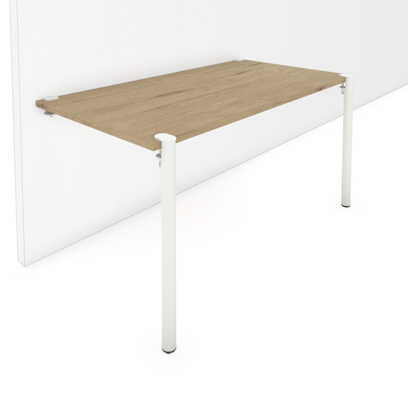 Table murale rectangulaire décor chêne clair coloris blanc Cassiopée