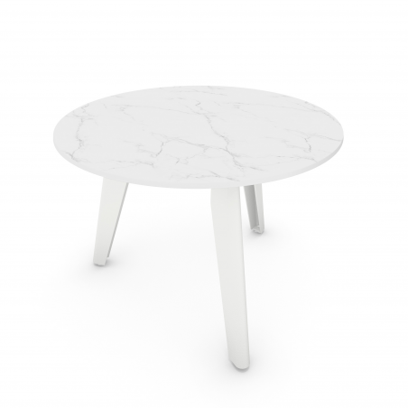 Table basse ronde décor marbre coloris blanc Colombe