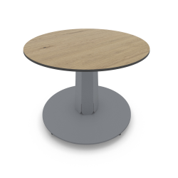 Table basse ronde décor chêne clair coloris gris métallisé Pégase