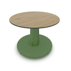Table basse ronde décor chêne clair coloris vert Pégase