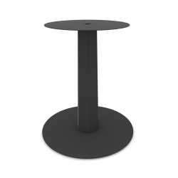 Table à manger ronde décor chêne clair équipée d'un pied central acier Zircon coloris carbone