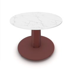 Table basse ronde décor marbre coloris red brown métallisé Cygne