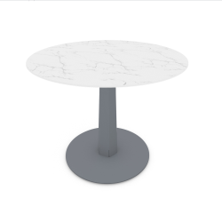 Table à manger ronde décor marbre coloris gris métallisé Aquila