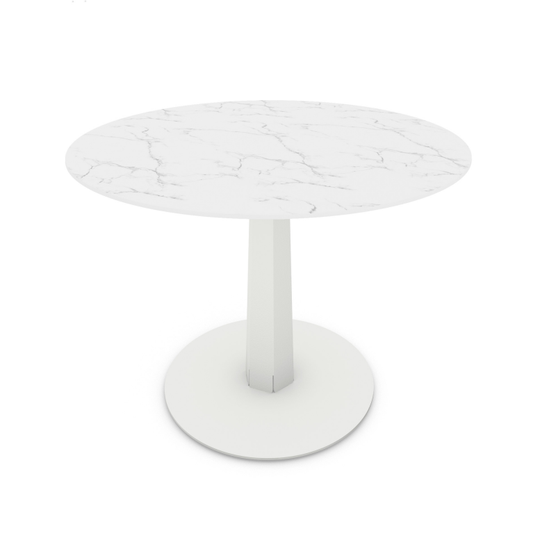 Table à manger ronde décor marbre coloris blanc Aquila