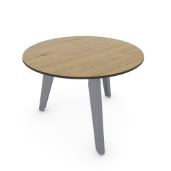 Table basse ronde décor chêne clair coloris gris métallisé Epsilon
