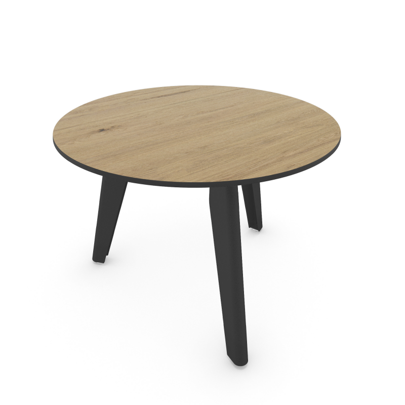 Table basse ronde décor chêne clair coloris noir Epsilon