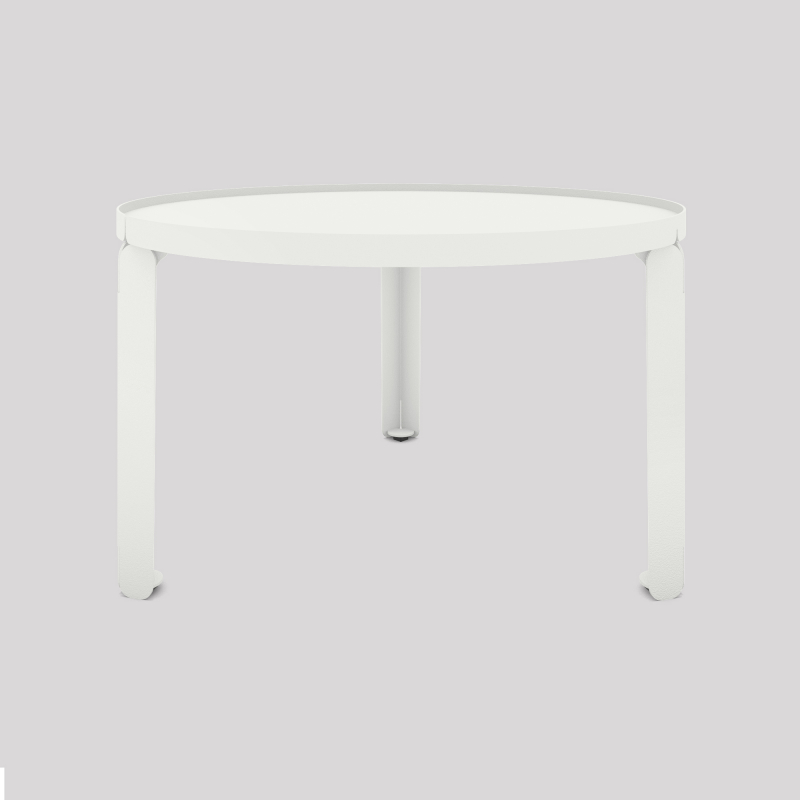 Table basse en acier Jade de forme ronde, coloris blanc