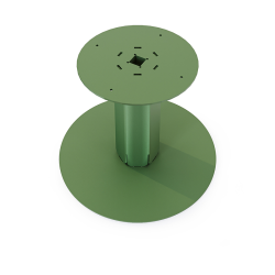 Vue de dessus du pied de table basse en acier vert Zircon