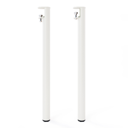 Table murale rectangulaire décor chêne clair équipée de 2 pieds acier blanc