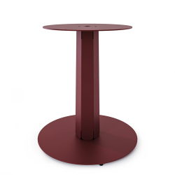 Table à manger ronde décor marbre équipée d'un pied central acier Zircon coloris rd brown