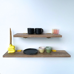 Etagère chêne vieilli avec accroches murales