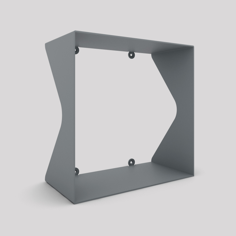 Cube-étagère échancré en acier, gris métallisé