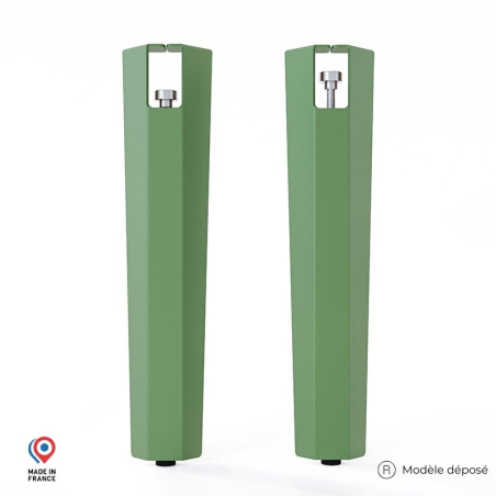 Lot de deux pieds de table basse en acier vert Saphir Lot de deux pieds de table basse en acier vert Saphir