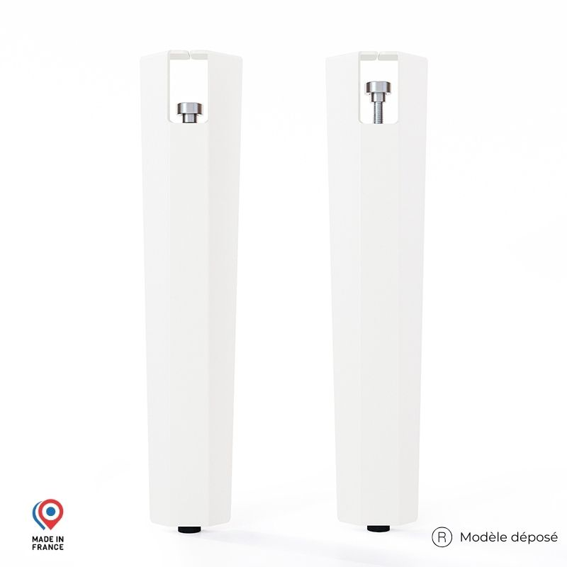Lot de deux pieds de table basse en acier blanc Saphir