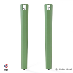 Lot de deux pieds de table haute en acier vert Saphir