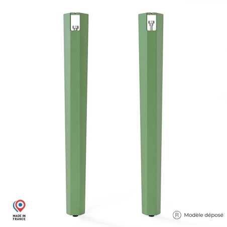 Lot de deux pieds de table haute en acier vert Saphir Lot de deux pieds de table haute en acier vert Saphir