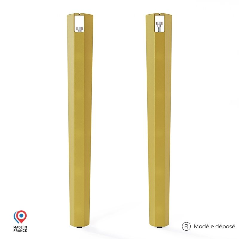 Lot de deux pieds de table mange debout Saphir en acier doré