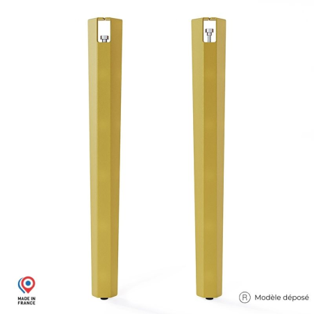 Lot de deux pieds de table mange debout Saphir en acier doré Lot de deux pieds de table mange debout Saphir en acier doré