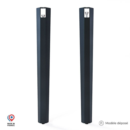 Lot de deux pieds de table mange debout Saphir en acier noir Lot de deux pieds de table mange debout Saphir en acier noir
