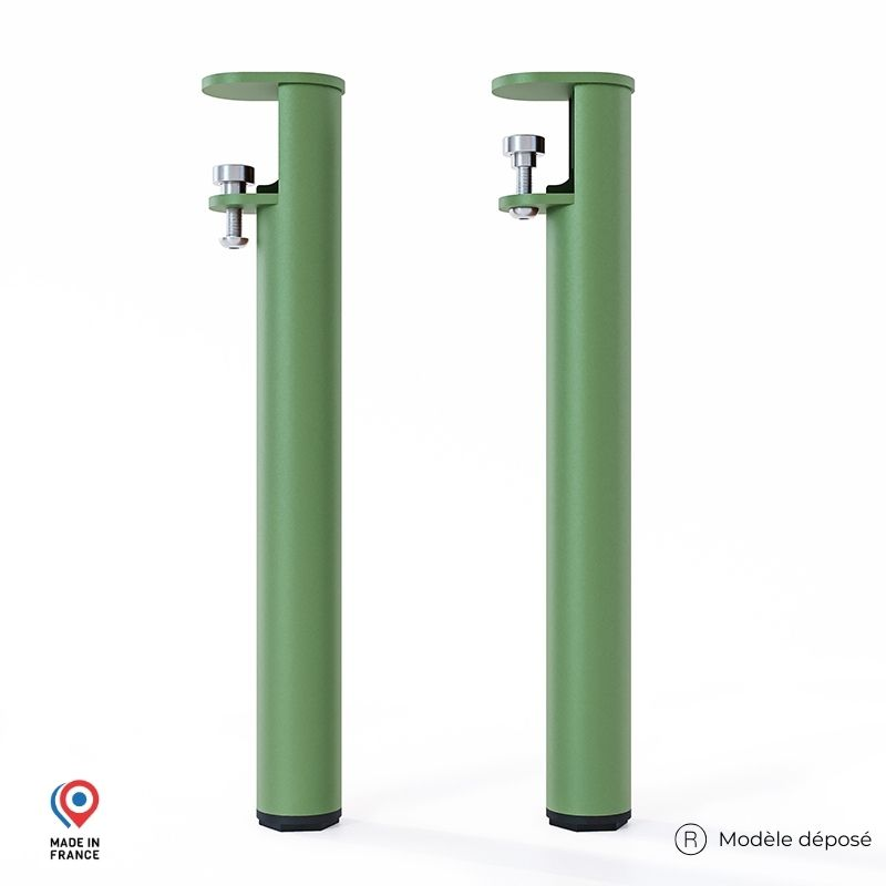 Lot de deux pieds de table basse Topaze en acier coloris vert
