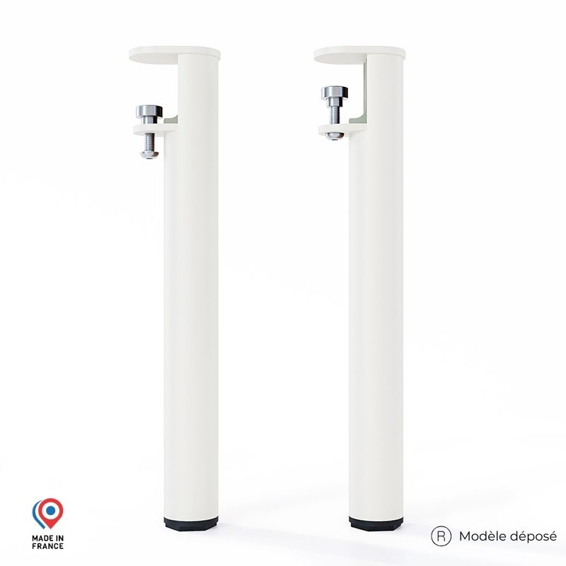 Lot de deux pieds de table basse Topaze en acier coloris blanc