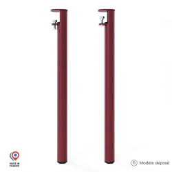 Lot de deux pieds de table haute Topaze en acier red brown