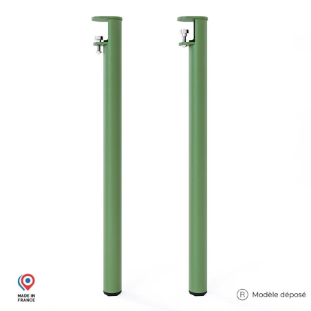 Lot de deux pieds de table mange debout Topaze en acier vert Lot de deux pieds de table mange debout Topaze en acier vert