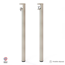 Lot de deux pieds de table mange debout Topaze en acier coloris champagne