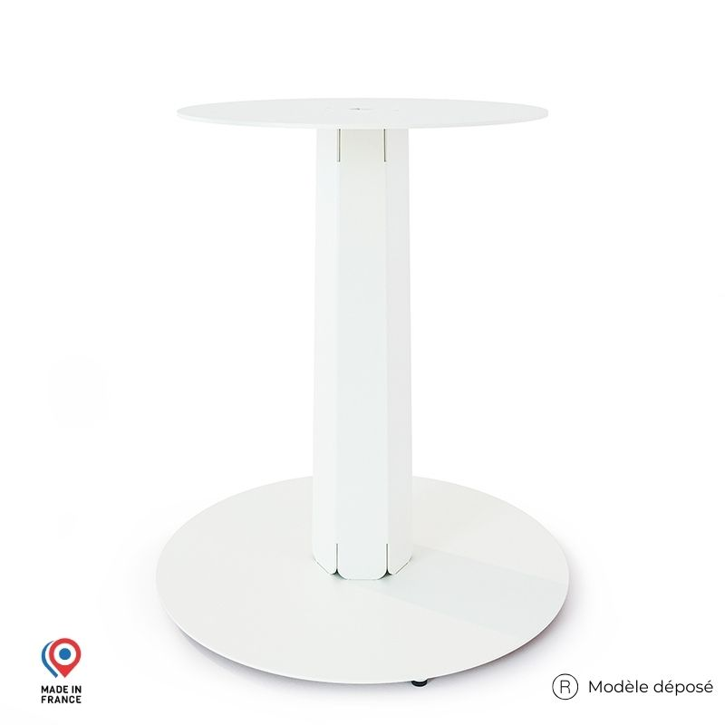 Pied de table haute en acier blanc Zircon