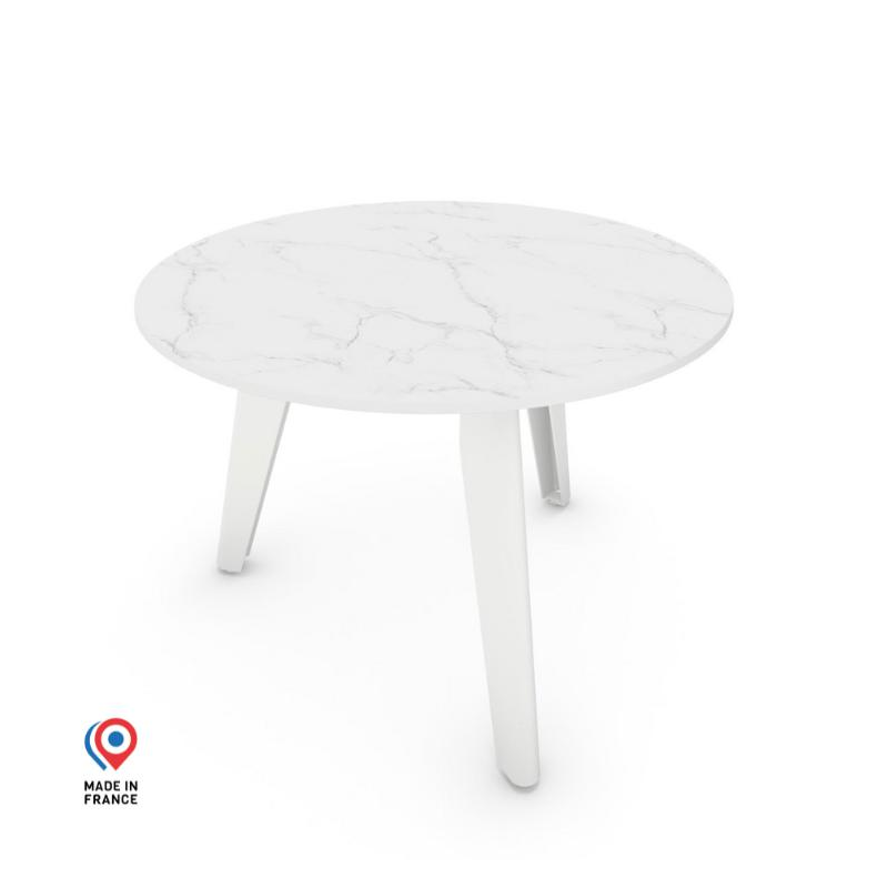 Table basse ronde décor marbre coloris blanc Colombe