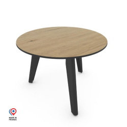 Table basse ronde décor chêne clair coloris noir Epsilon