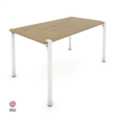 Table à manger rectangulaire décor chêne clair coloris blanc Andromède