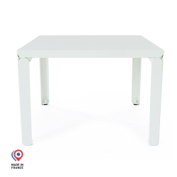 Table basse en acier Cristal de forme carrée, coloris blanc