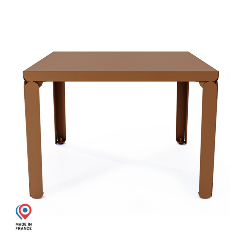 Table basse en acier Cristal de forme carrée, coloris marron