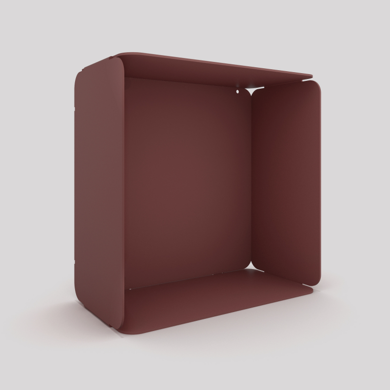 Cube mural avec voile de fond couleur red brown métallisé Cube mural avec voile de fond couleur red brown métallisé