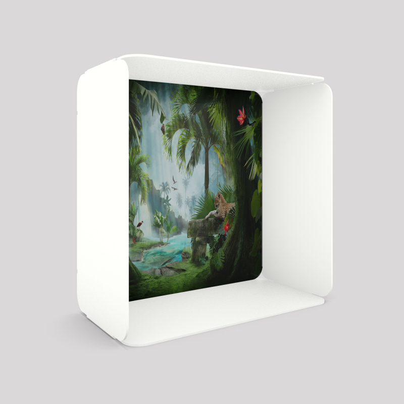 Étagère murale en acier Ambre coloris blanc avec décor léopard Étagère murale en acier Ambre coloris blanc avec décor léopard